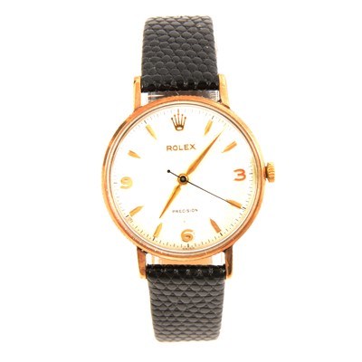 Lot 308 - Rolex - a gentleman's vintage precision  9 carat gold wristwatch.