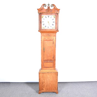 Lot 312 - Oak and mahogany longcase clock