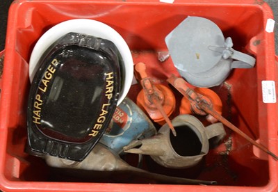 Lot 149 - One box of items including oil cans, ash trays, etc