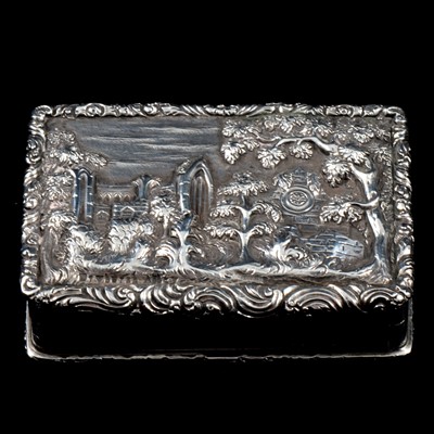 Lot 419 - A William IV silver castle top snuff box by Joseph Willmore.