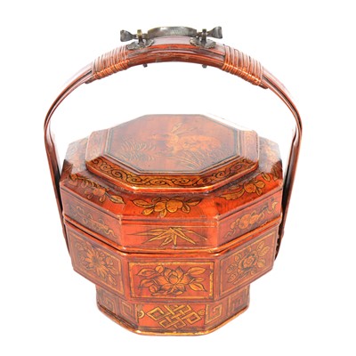 Lot 244 - Chinese painted wood marriage box