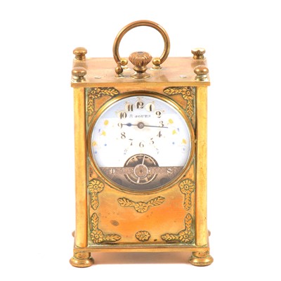 Lot 187 - French brass miniature carriage clock