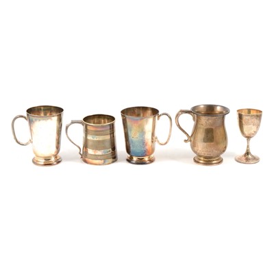 Lot 273 - Silver Christening cup, Alexander Clark & Co Ltd, Birmingham 1937, and plated wares.