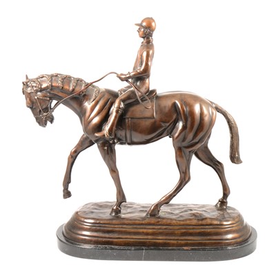 Lot 106 - Modern recast bronze, horse and jockey