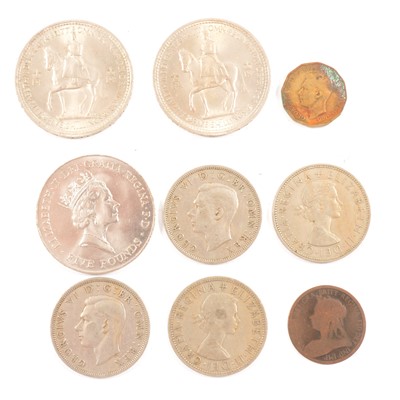 Lot 379 - George III and later silver, copper and nickel coins, foreign coins, and Ladybird Coin Collecting book.
