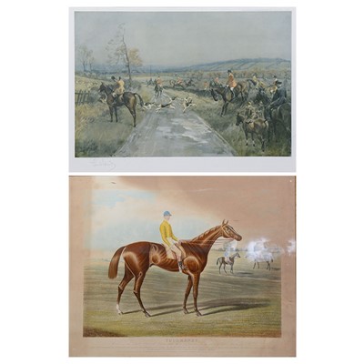 Lot 306 - Victorian horse racing print, Thormanby and a hunting print after Lionel Edwards