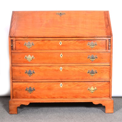 Lot 408 - George III mahogany bureau, fall front,...