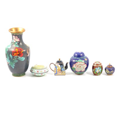 Lot 8 - Collection of Trade + Aid cloisonne items, and other cloisonne wares