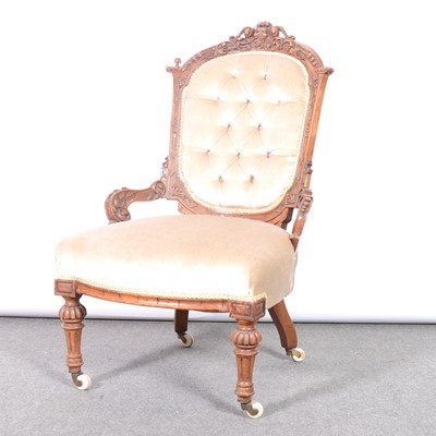 Lot 422 - Victorian walnut nursing chair