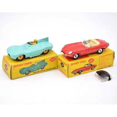 Lot 1078 - Two Dinky Toys die-cast Jaguar models, ref 120 and ref 238.