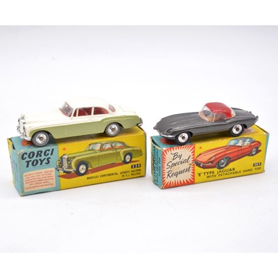 Lot 1097 - Two Corgi Toys die-cast models, Jaguar E type and Bentley