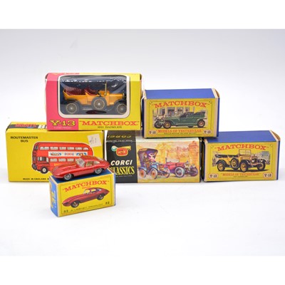 Lot 1130 - Die-cast models, six including Matchbox 1-75 series ref 32 Jaguar E Type etc