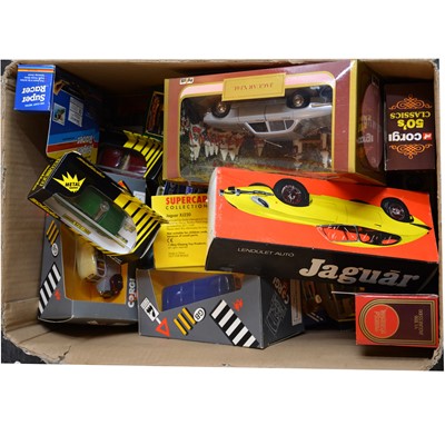 Lot 1230 - One box of modern die-cast models, mostly Jaguars, including Polistil etc