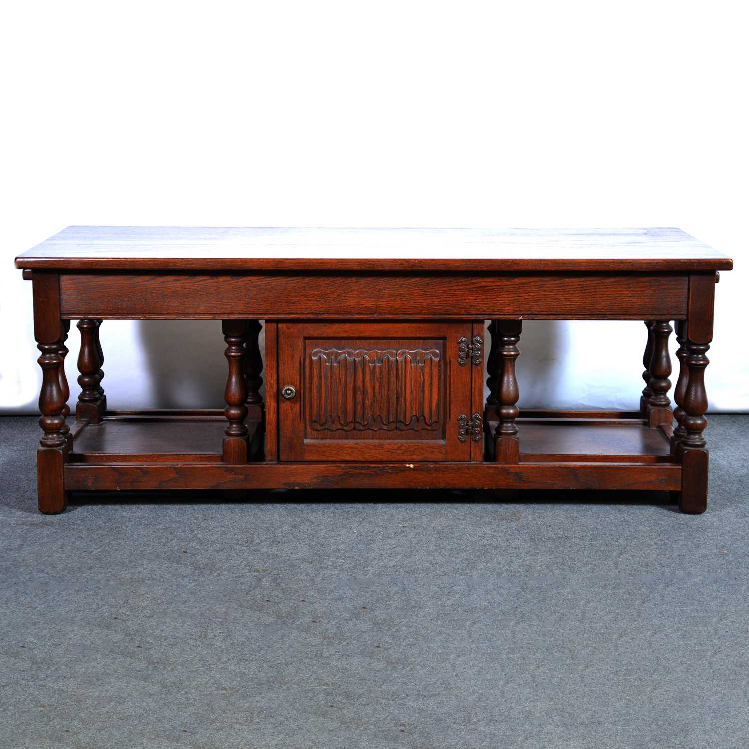 Lot 439 - Old charm nest of oak coffee tables