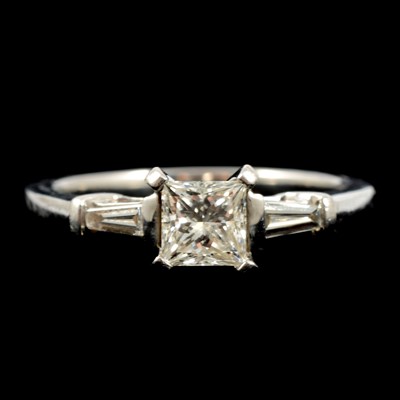 Lot 207A - A diamond solitaire ring, square modified brilliant cut stone, 0.71 carat, internally flawless.