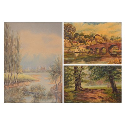 Lot 447 - Two oil paintings and a coloured print