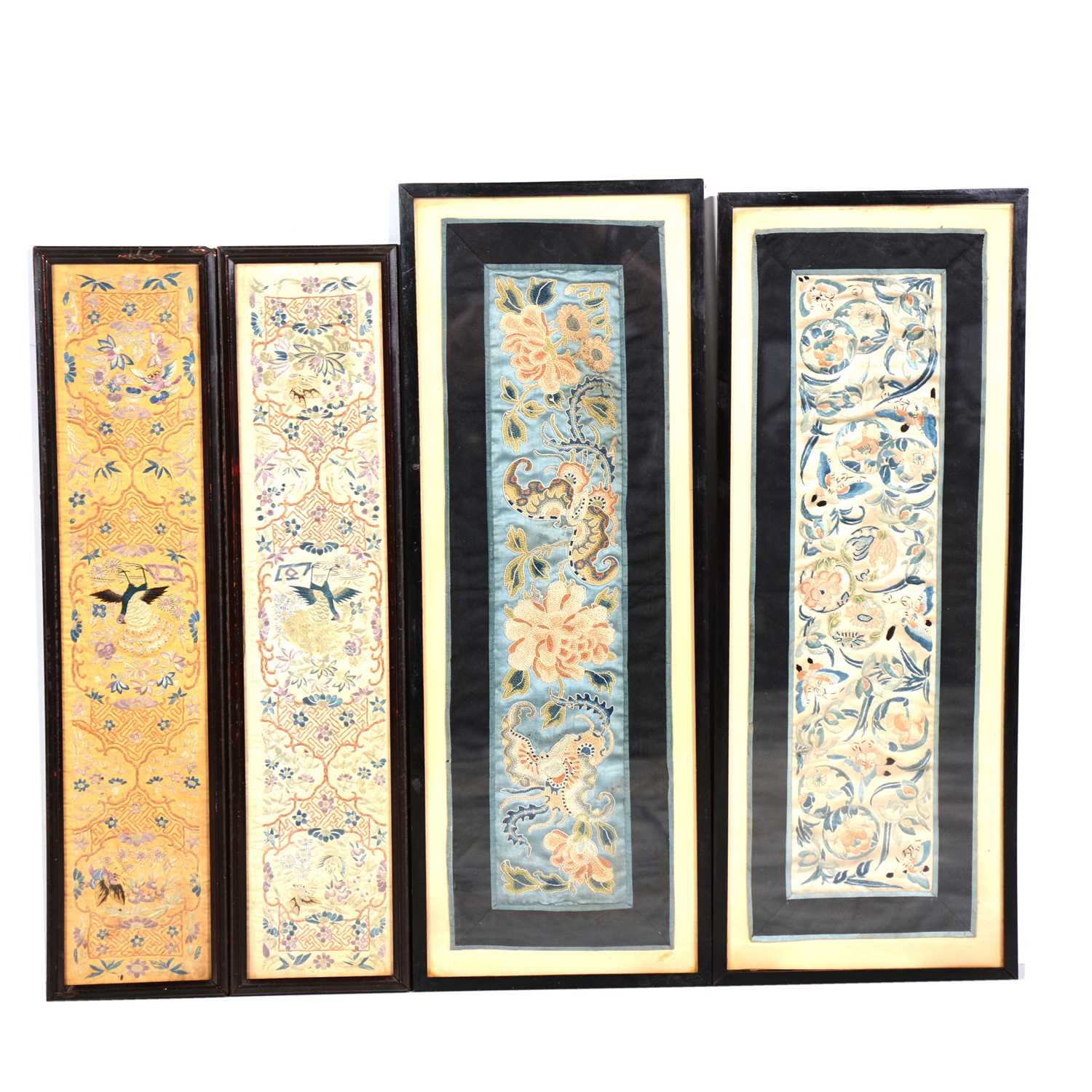 Lot 326 - Four Chinese silk panels