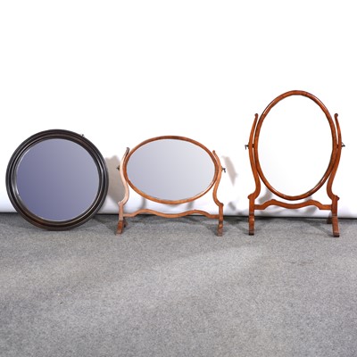 Lot 365 - Two Edwardian mahogany dressing table mirrors and a wall mirror