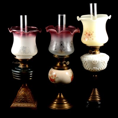 Lot 162 - Four Victorian oil lamps