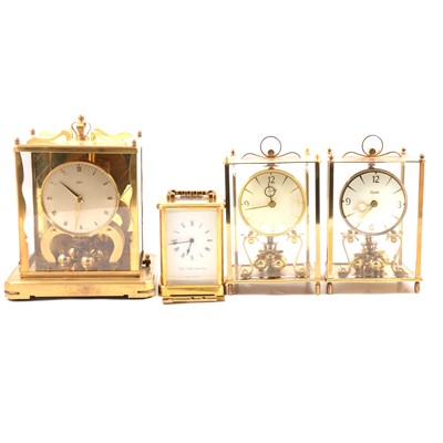 Lot 198 - Schatz & Sohne 1000 day torsion clock, carriage clock and two Kundo torsion clocks.