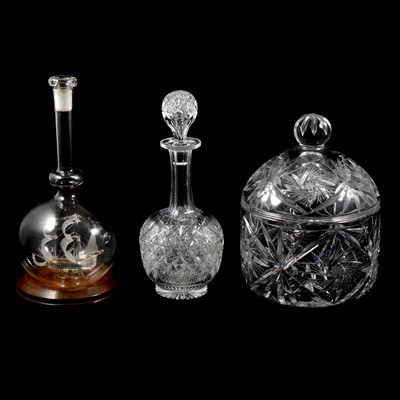 Lot 71 - Glass decanter; ice bucket; other glass; six silver plate goblets; and silver plated items.