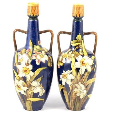 Lot 42 - Pair of Doulton Faience pottery vases, late 19th century
