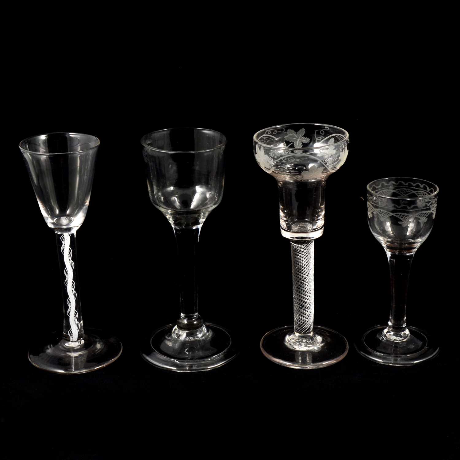 Lot 4 - Georgian pan-top ale glass, and three other ale glasses.