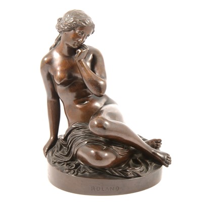 Lot 109 - Continental School, 'Roland', patinated bronze of a seated nude
