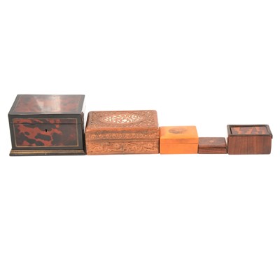 Lot 133 - Simulated tortoiseshell jewellery box, and other small boxes