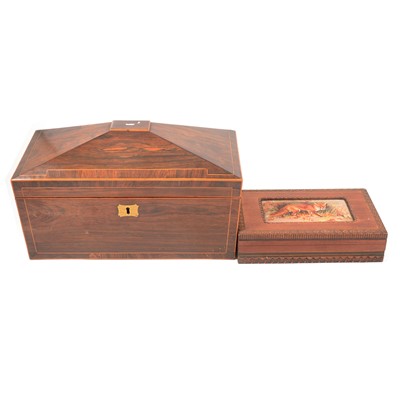 Lot 137 - Victorian rosewood tea caddy and a hardwood box