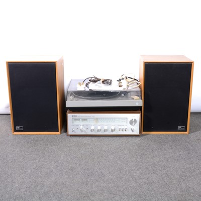 Lot 361 - Technics SL-1500 turntable, with pair of speakers and a Yamaha radio receiver