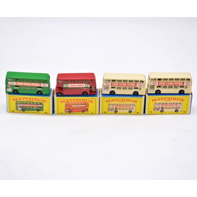 Lot 1136 - Matchbox Toys, four Double-decker buses, all boxed.