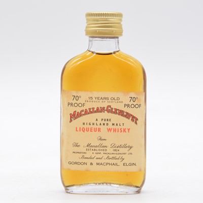 Lot 677 - Macallan Glenlivet, 15 year old, 70 proof, 1970s whisky miniature