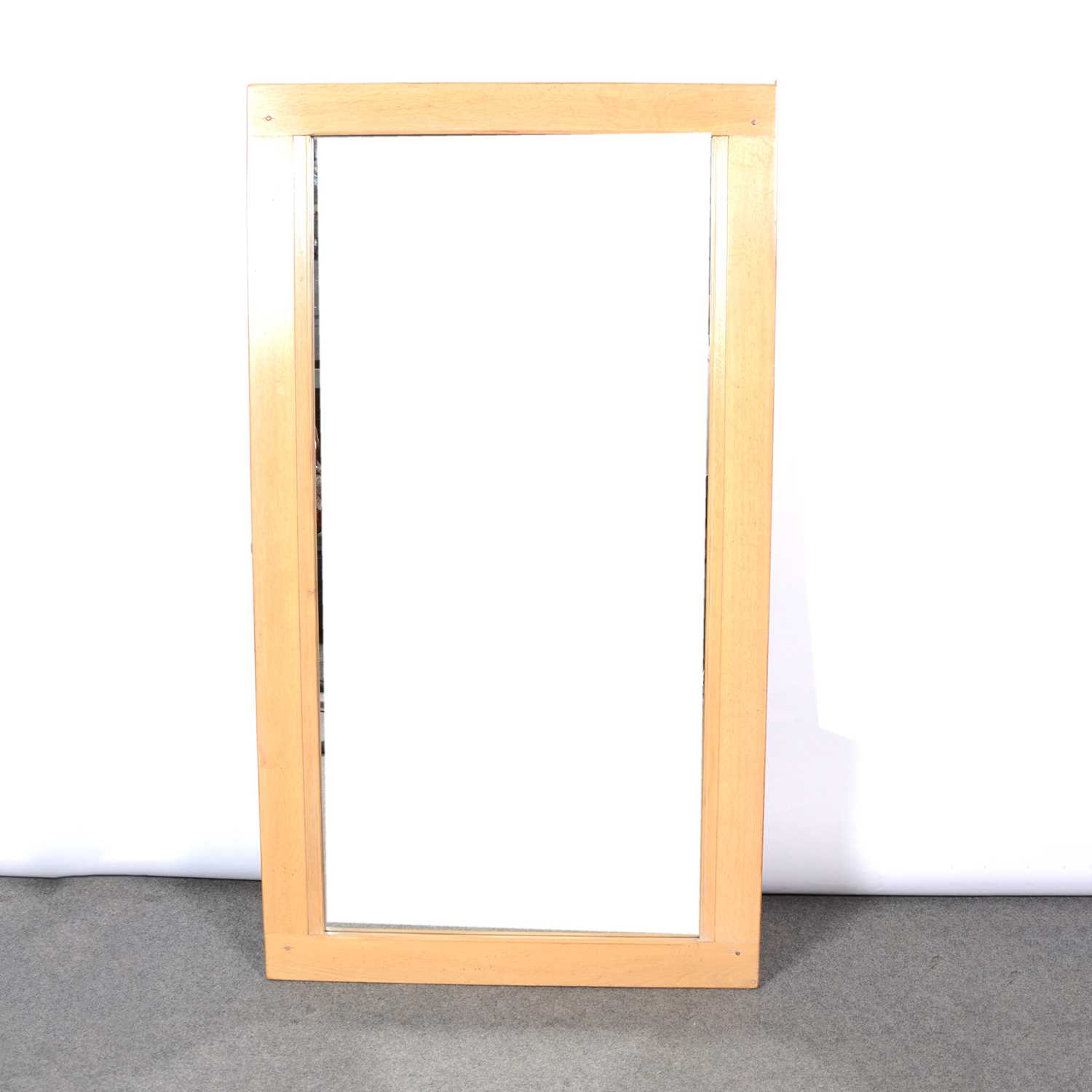 Lot 472 - Large light oak framed wall mirror, by Mark Elliot