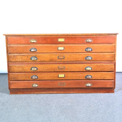 Lot 405A - Oak six drawer plan chest