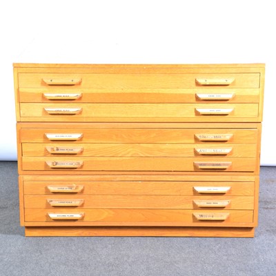 Lot 405B - Light oak nine drawer plan chest