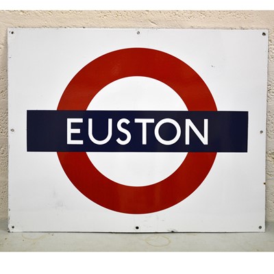 Lot 252 - London Underground original enamel platform bullseye sign 'Euston'