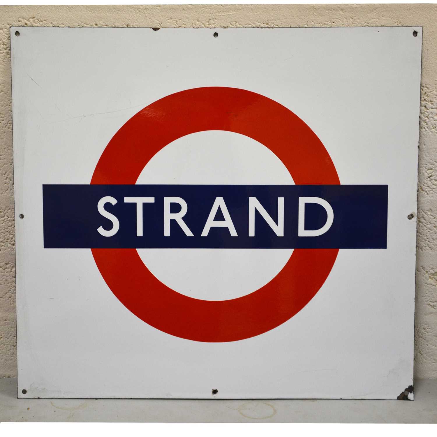 Lot 244 - London Underground original enamel platform bullseye sign 'Strand'