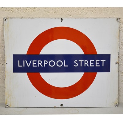 Lot 223 - London Underground original enamel platform bullseye sign 'Liverpool Street'