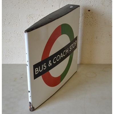 Lot 265 - Original London Transport double sided enamel sign 'Bus & Coach Stop'