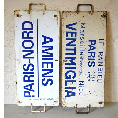 Lot 210 - Two French SNCF railway train metal plate signs