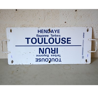 Lot 231 - French SNCF railway train metal plate sign 'Hendaye / Toulouse'