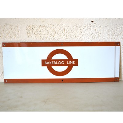 Lot 229 - Original London Transport station frieze enamel sign 'Bakerloo Line'