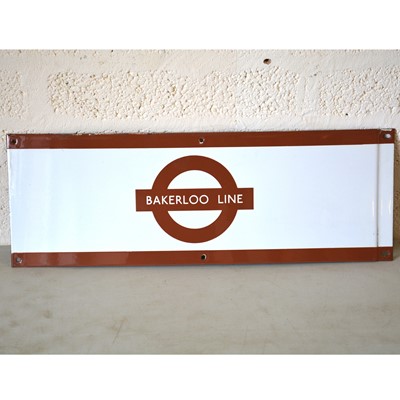 Lot 230 - Original London Underground station frieze enamel sign 'Bakerloo Line'