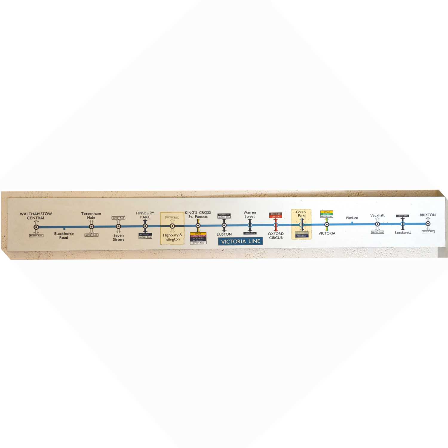 Lot 261 - Original London Underground carriage line route diagram sign 'Victoria Line'