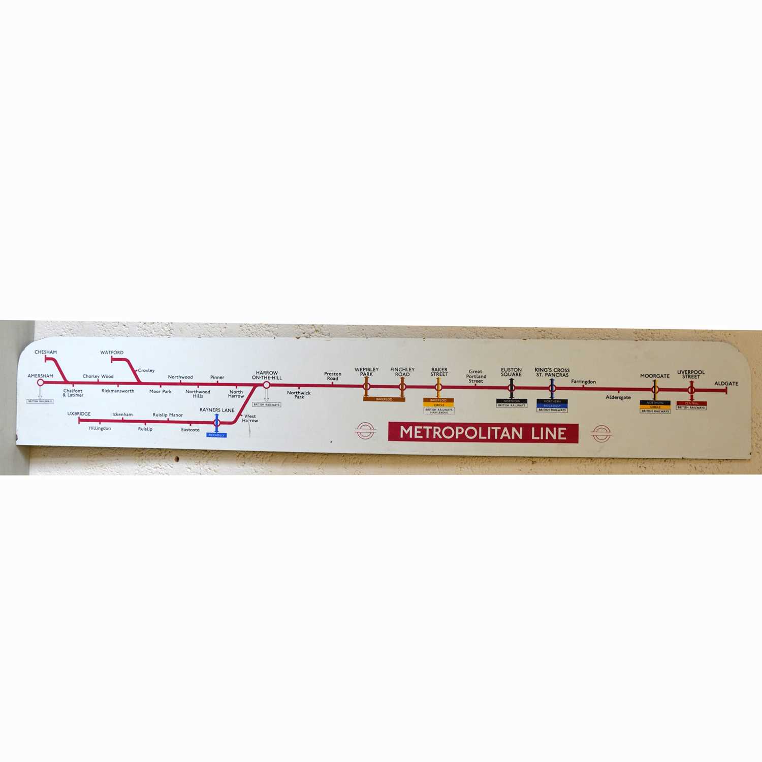 Lot 240 - Original London Underground carriage line route diagram sign 'Metropolitan Line'