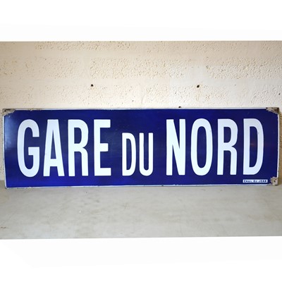 Lot 266 - Large original French railway station enamel sign 'Gare du Nord'