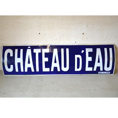 Lot 258 - Large original French railway station enamel sign 'Chateau d'eau'