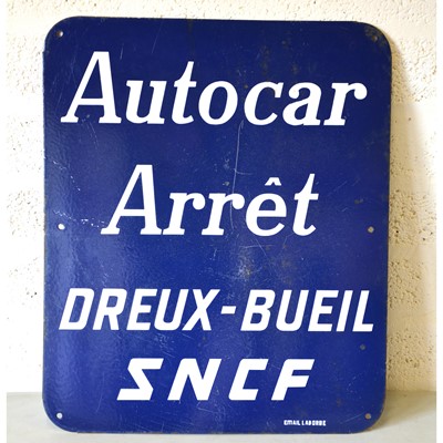 Lot 228 - Vintage SNCF French coach stop enamel sign