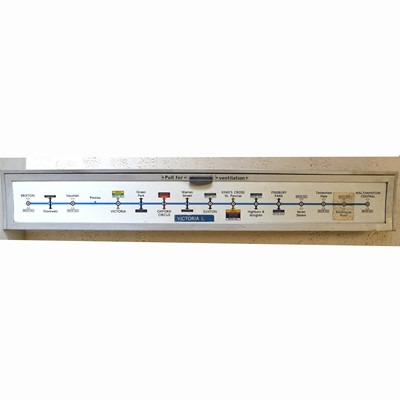 Lot 254 - Original London Underground carriage line route diagram sign 'Victoria Line' window / vent